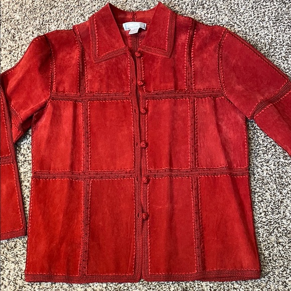 S.M.H Boutique Red Leather Blazer Patchwork Blazer/Jacket - Picture 5 of 10